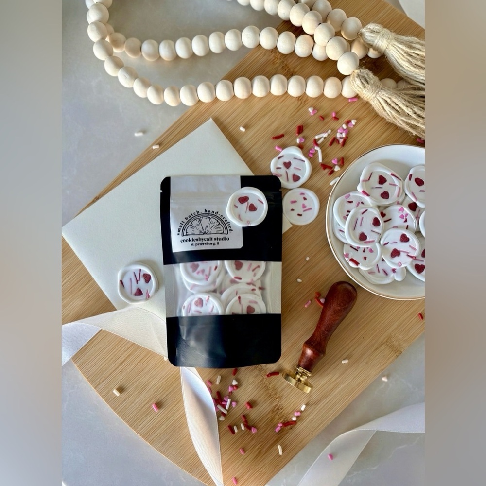 Royal Icing Sprinkle Wax Seals Peel & Stick Faux Icing Valentine Wedding Invite - Picture 9 of 16